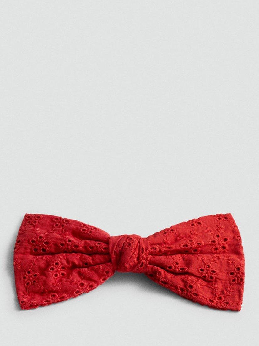 Mango Lusy Embroidered Bow Hair Clip, Red, One Size