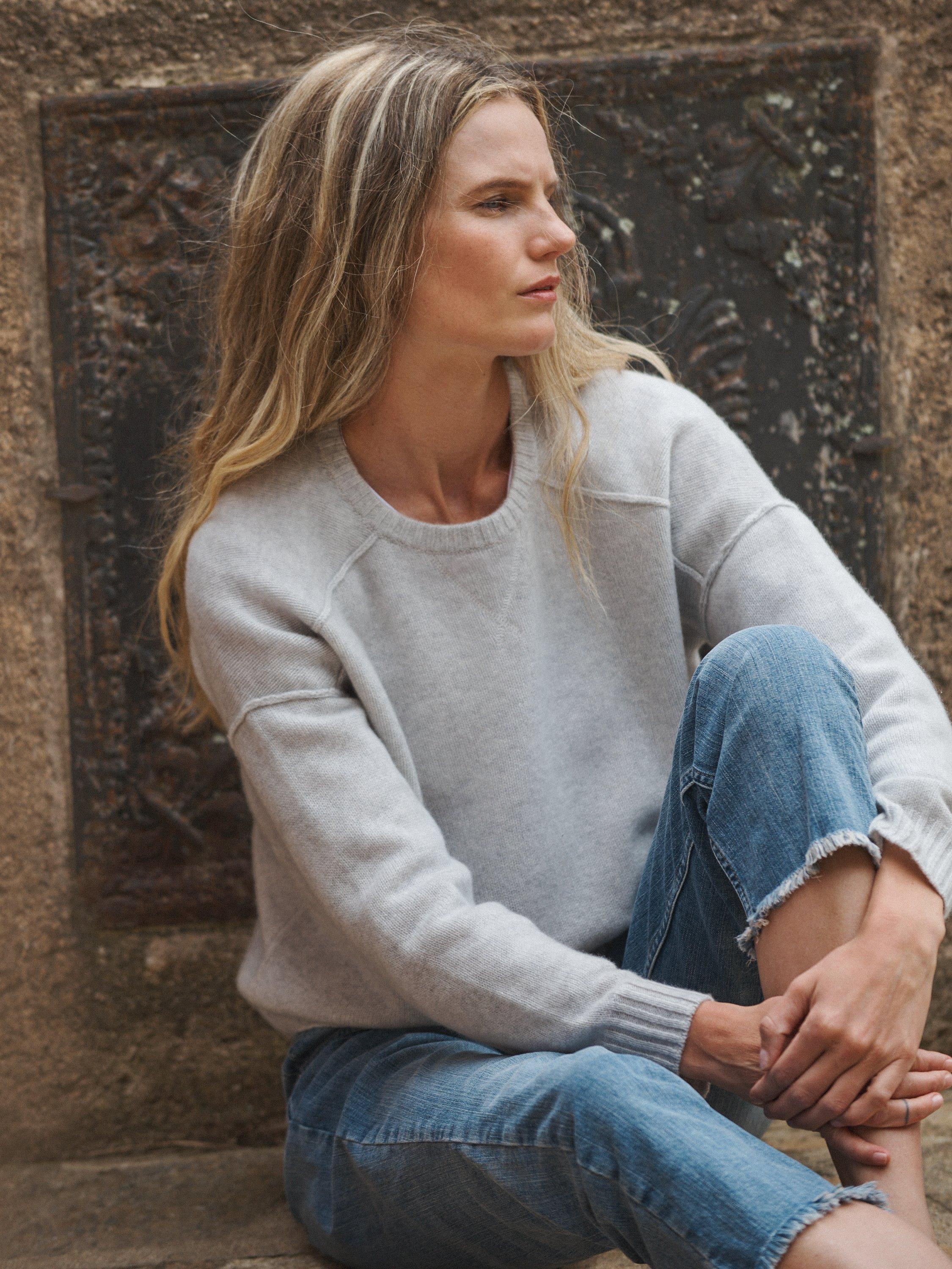 Product image 4 of 8, which shows NRBY Sydney Cashmere Crew Jumper, Silver, S