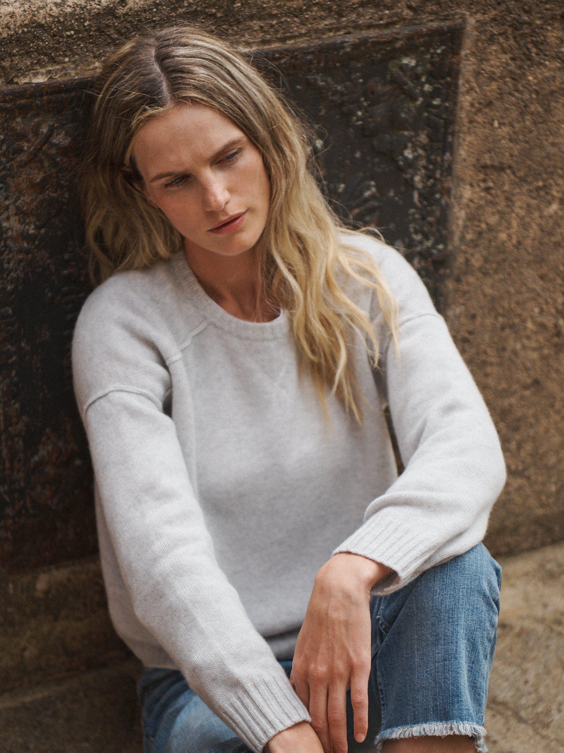 Product image 6 of 8, which shows NRBY Sydney Cashmere Crew Jumper, Silver, S
