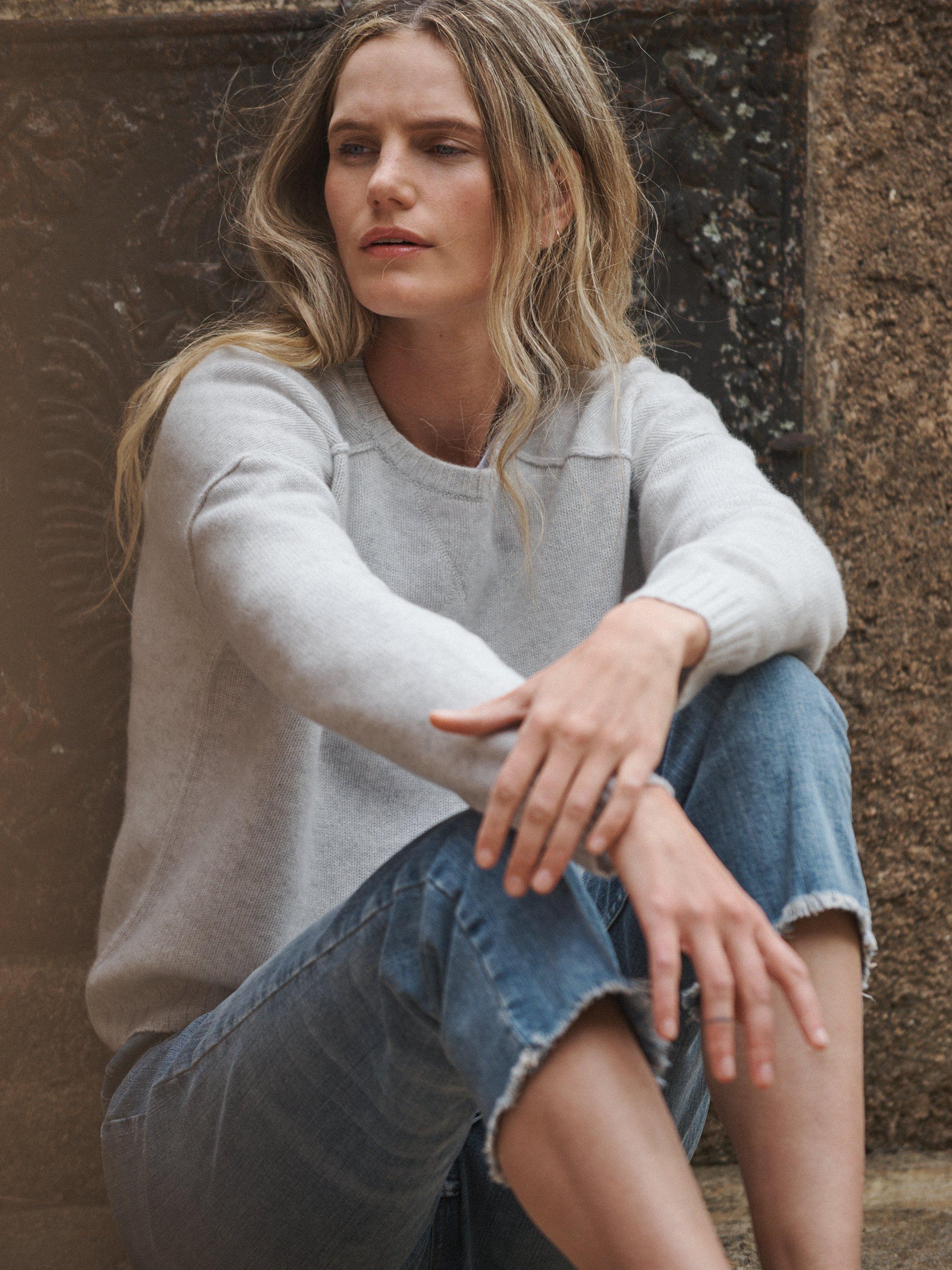 Product image 7 of 8, which shows NRBY Sydney Cashmere Crew Jumper, Silver, S