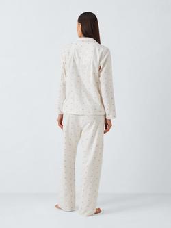 John Lewis Embroidered Hearts Pyjama Set, Ivory - view 2, Ivory