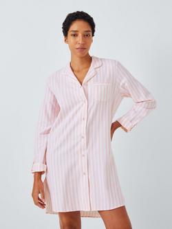 John Lewis Luna Stipe Nightshirt, Blush/Ivory, Blush/Ivory