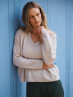 NRBY Sydney Cashmere V-Neck Jumper - view 2, Silver