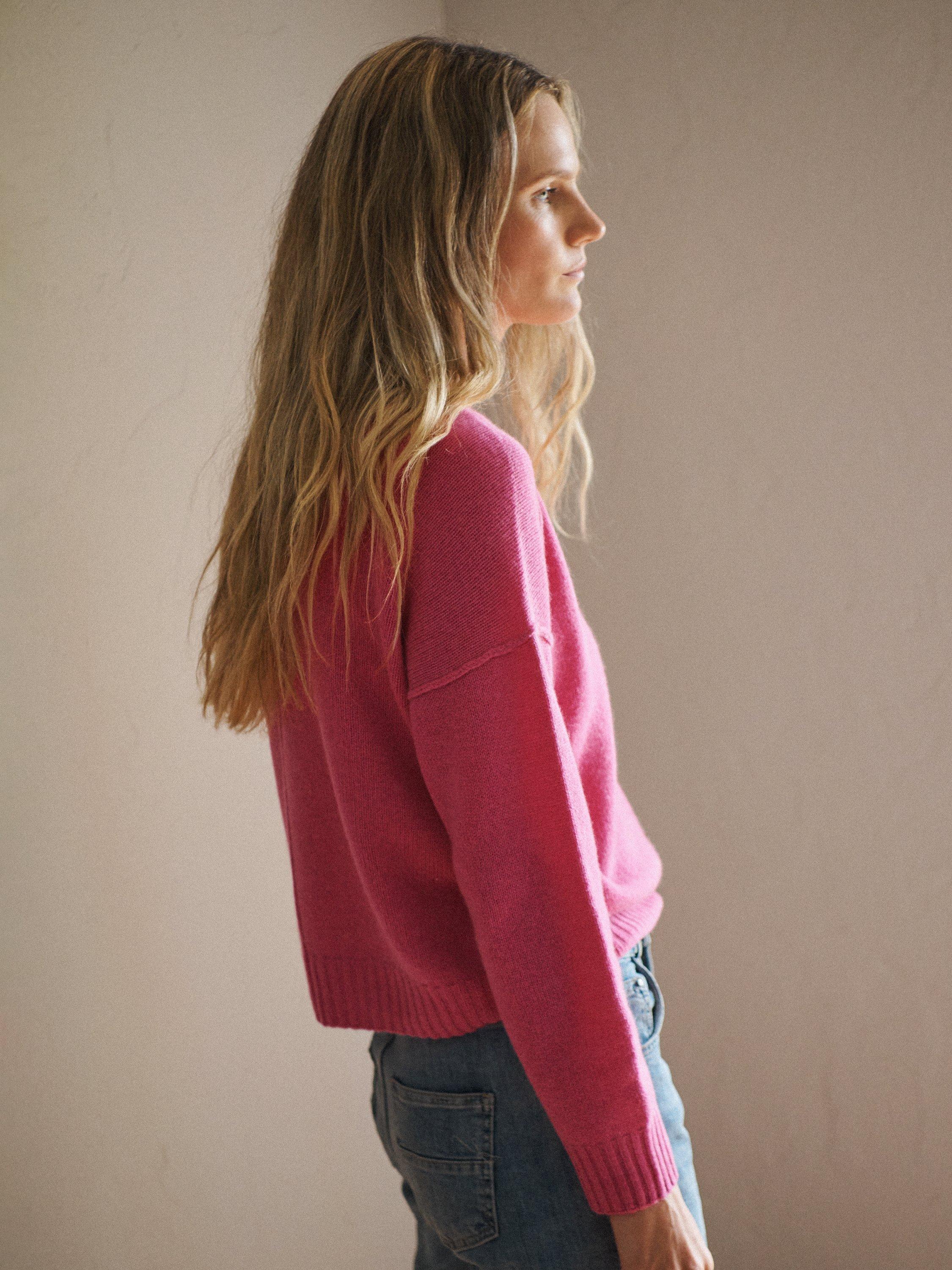 Product image 3 of 9, which shows NRBY Sydney Cashmere Crew Jumper, Berry, S