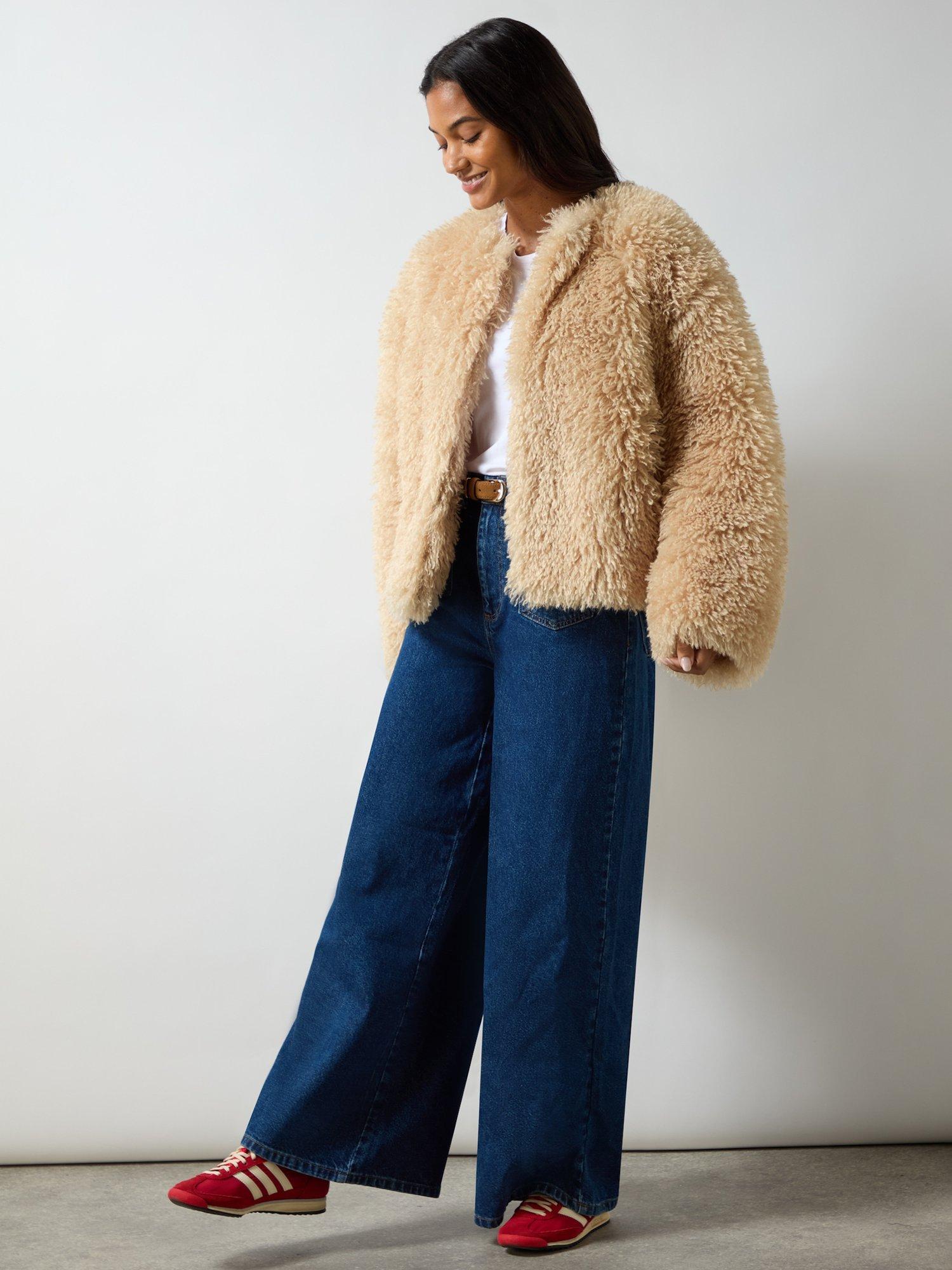 Product image 5 of 7, which shows Ro&Zo Faux Fur Coat, Beige, S