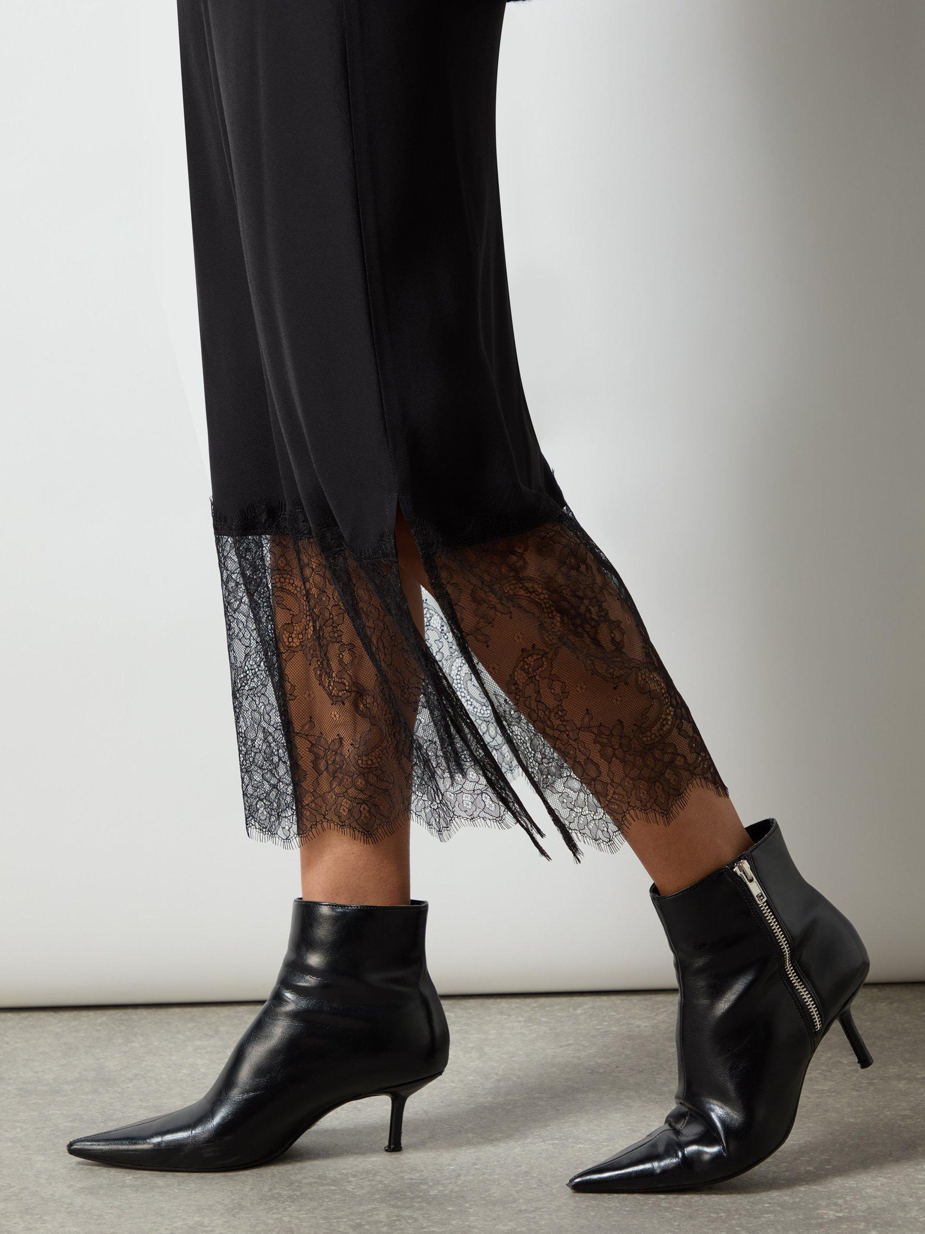 Product image 2 of 3, which shows Ro&Zo Crepe Lace Trim Skirt, Black, 16