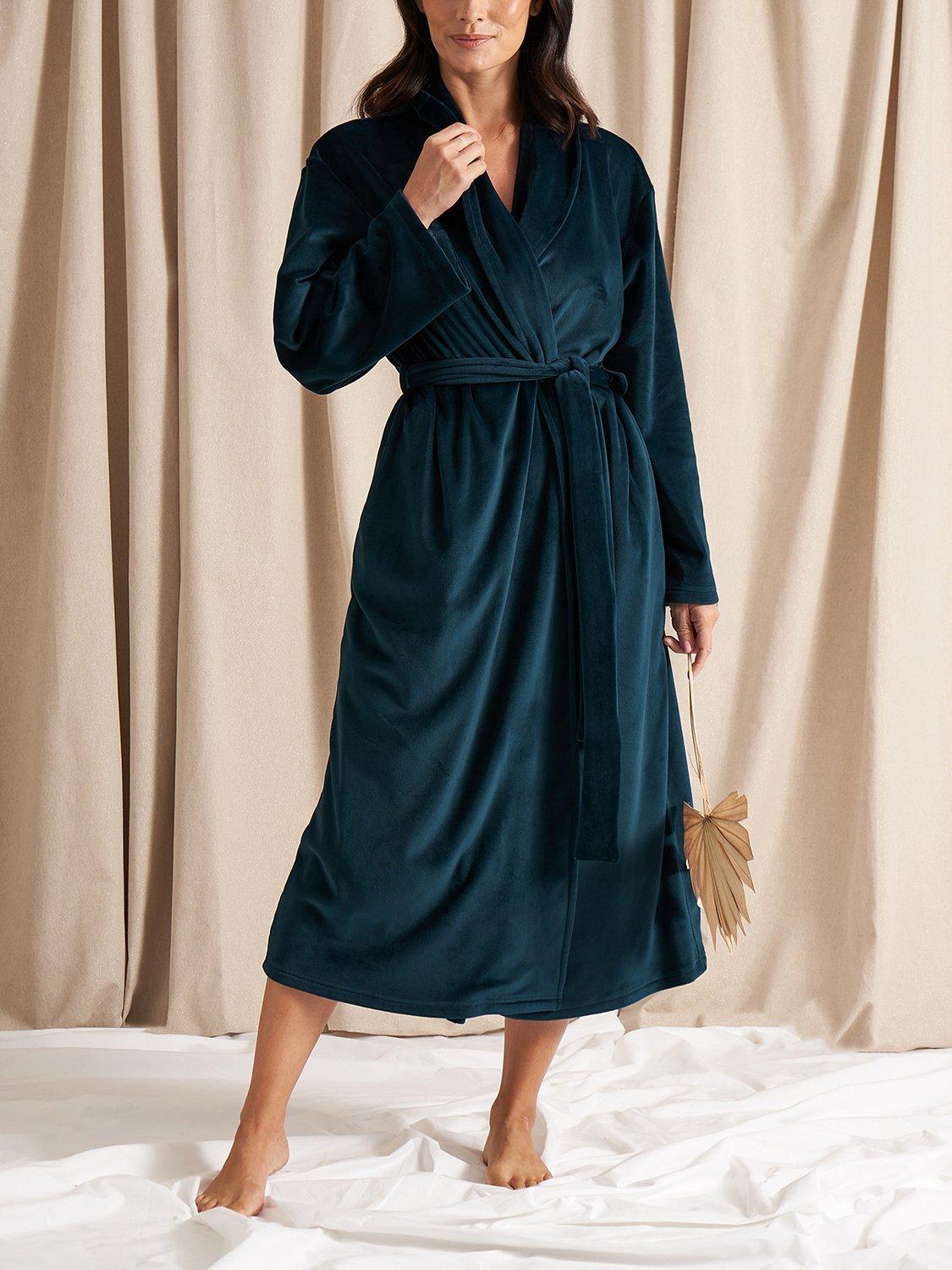 Pretty You London Velour Longline Dressing Gown Teal