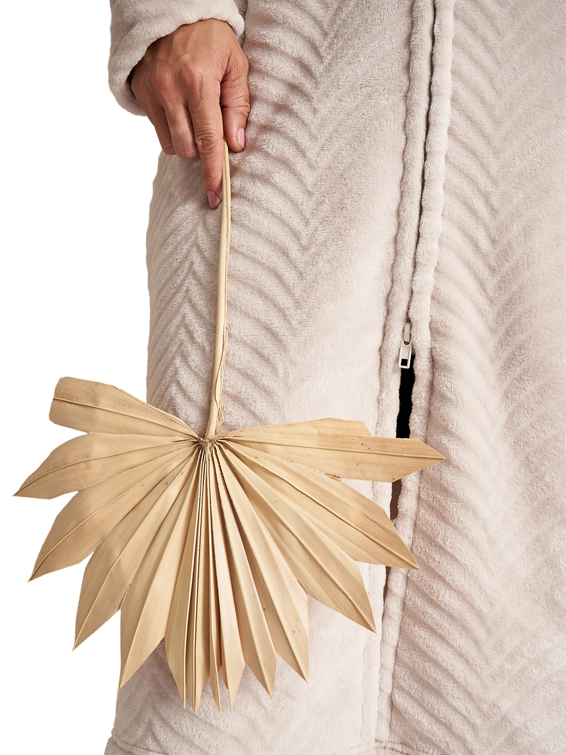 Product image 2 of 3, which shows Pretty You Cosy Chevron House Coat, Almond, S-M