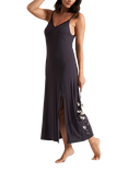 Pretty You London Bamboo Lace Midaxi Chemise, Raven
