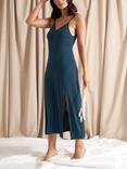 Pretty You London Bamboo Lace Midaxi Chemise, Teal