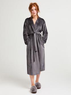 Pretty You London Velour Longline Dressing Gown, Raven