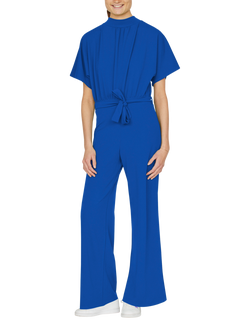 Sisters Point Girl Short Sleeve Jumpsuit, Cobalt Blue