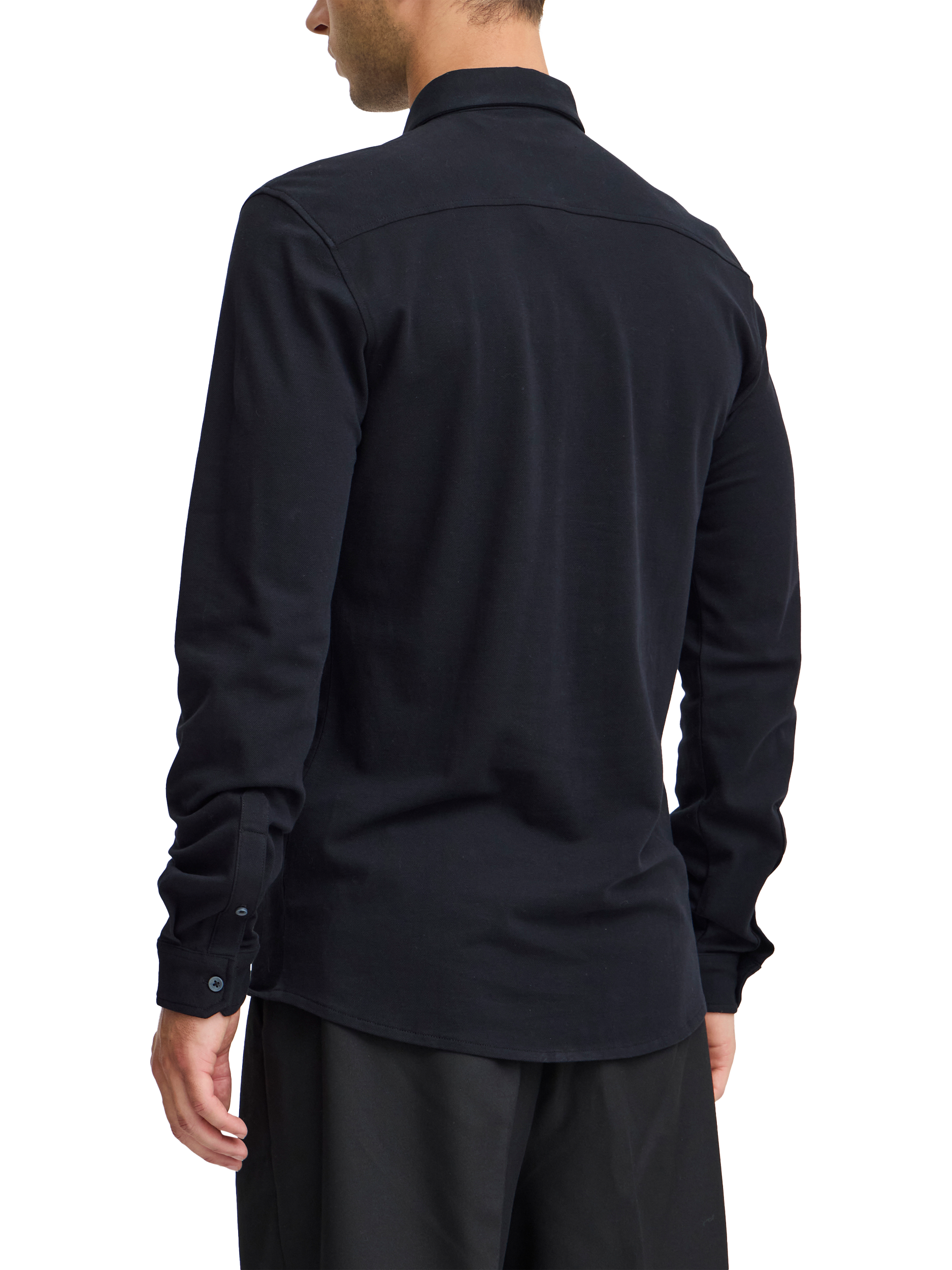 Product image 2 of 7, which shows Casual Friday Arthur Long Sleeve Pique Jersey Shirt, Black Beauty, S