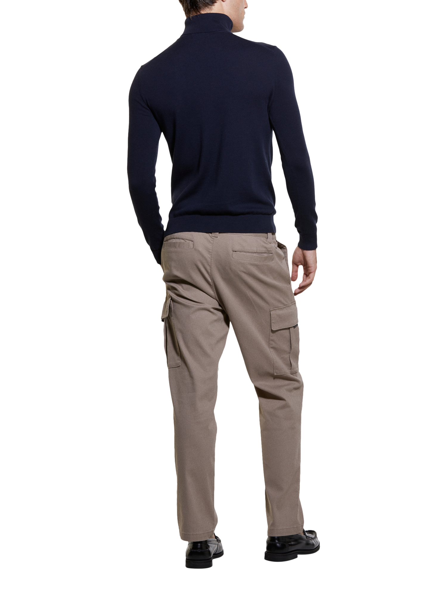 Product image 2 of 4, which shows SISLEY Cotton Blend Turtle Neck Jumper, Blue, XXL