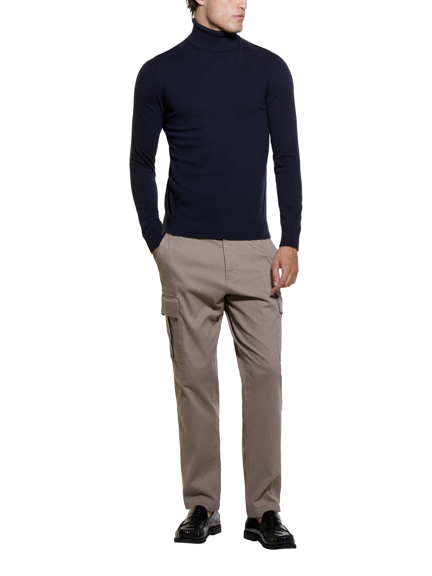 Product image 3 of 4, which shows SISLEY Cotton Blend Turtle Neck Jumper, Blue, XXL