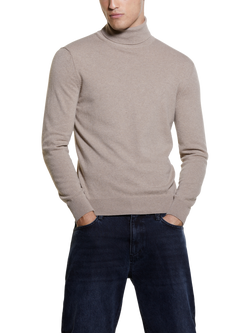 SISLEY Cotton Blend Turtle Neck Jumper, Beige, Beige