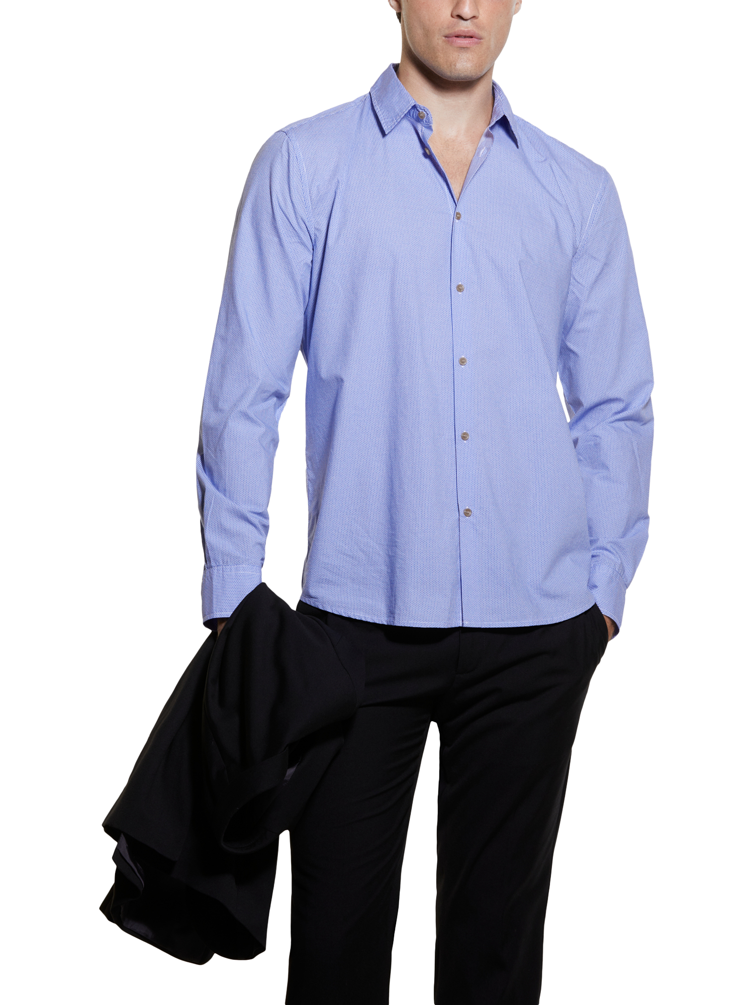 SISLEY Cotton Slim Fit Shirt, Blue
