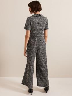 Phase Eight Lavinia Tweed Jumpsuit, Grey - view 2, Grey