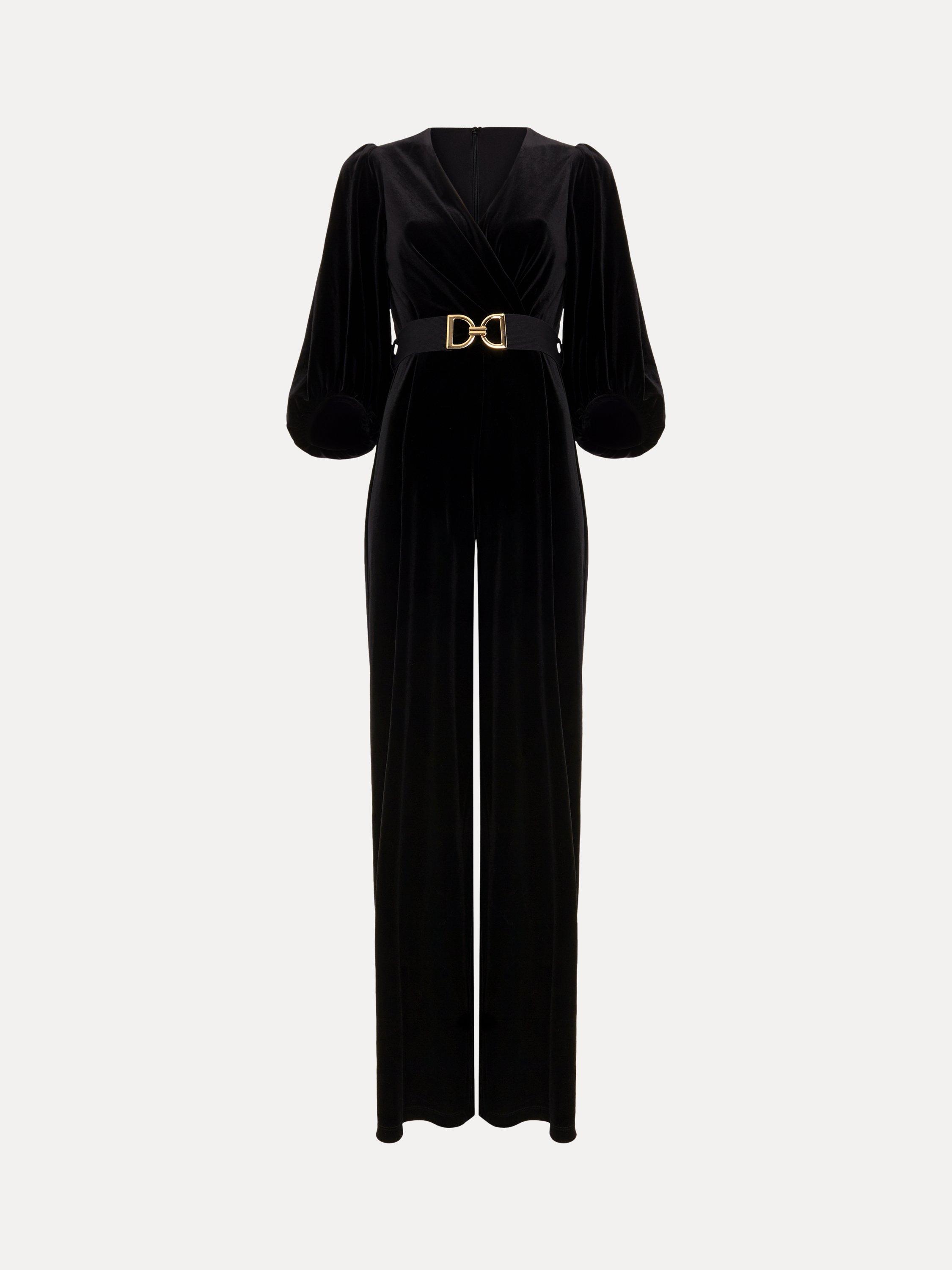 Product image 5 of 8, which shows Phase Eight Myleen Velvet Jumpsuit, Black, 14