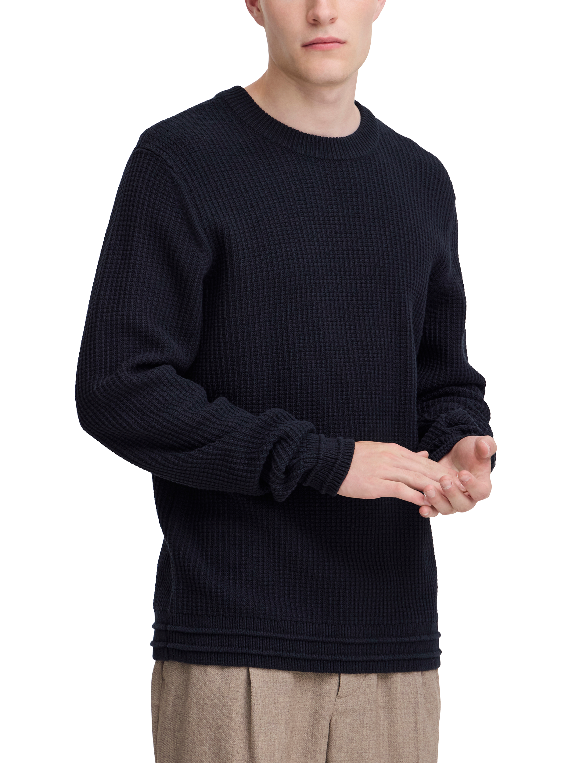 Casual Friday Karl Structured Crew Neck Jumper, Dark Navy