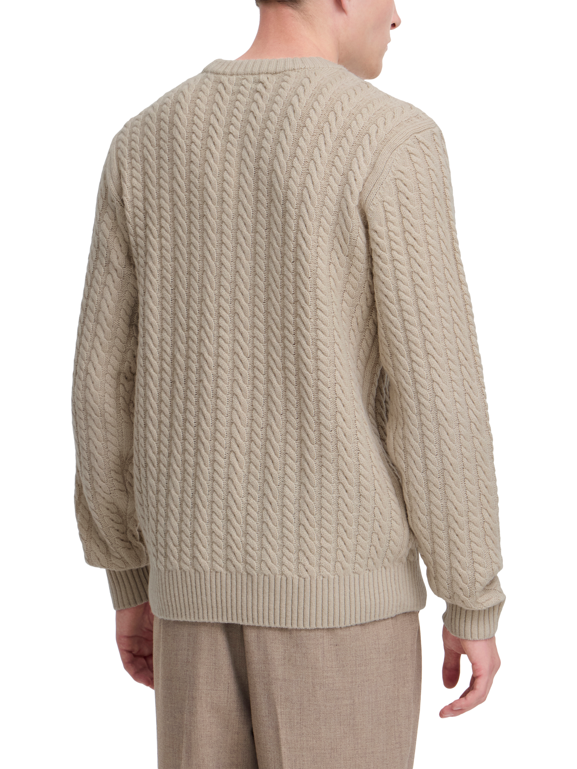 Product image 2 of 7, which shows Casual Friday Karl Wool Blend Cable Knit Jumper, Light Sand, XL