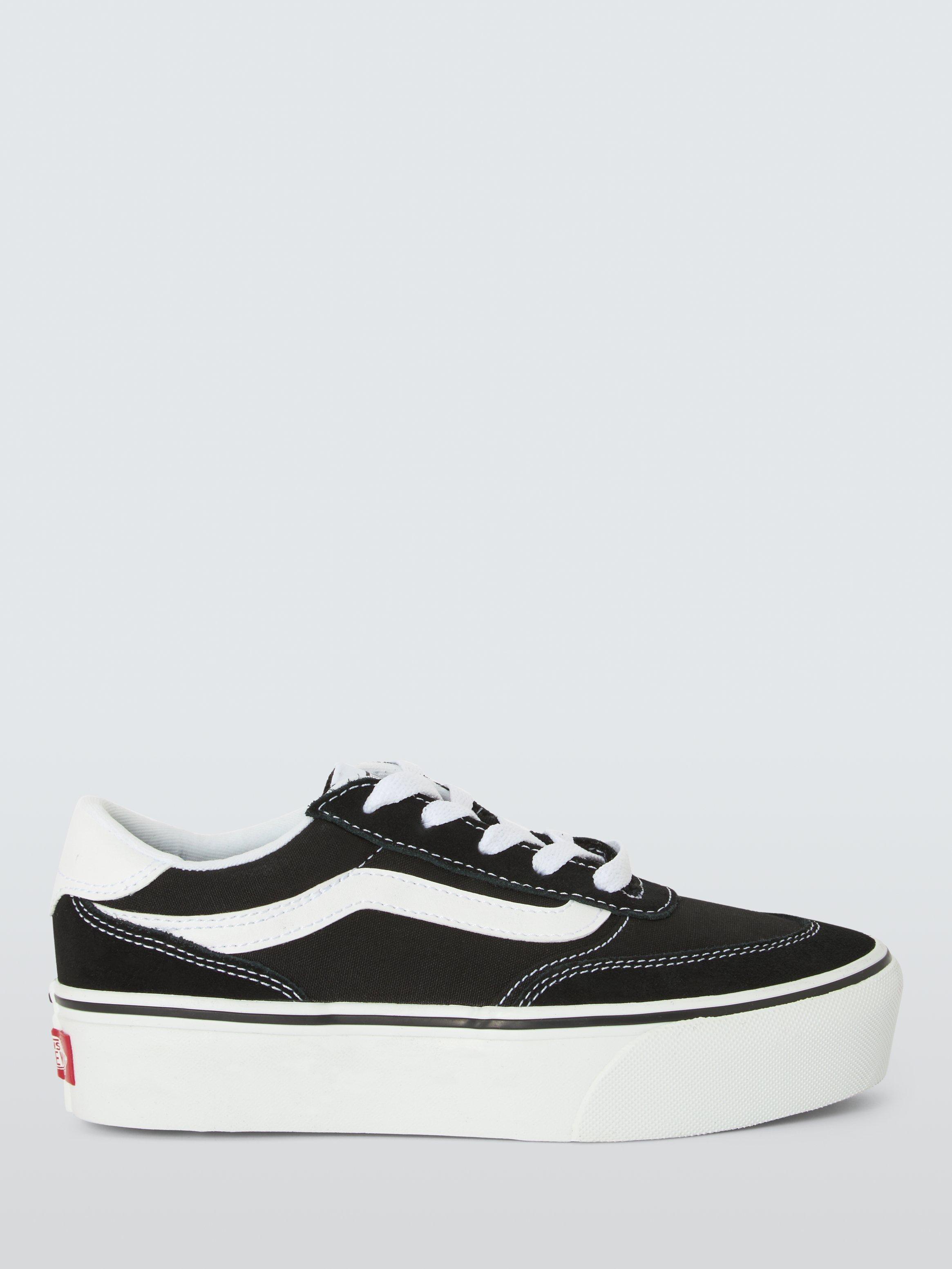Product image 1 of 4, which shows Vans Kids' Brooklyn LS Platform Trainers, Black/White, 5