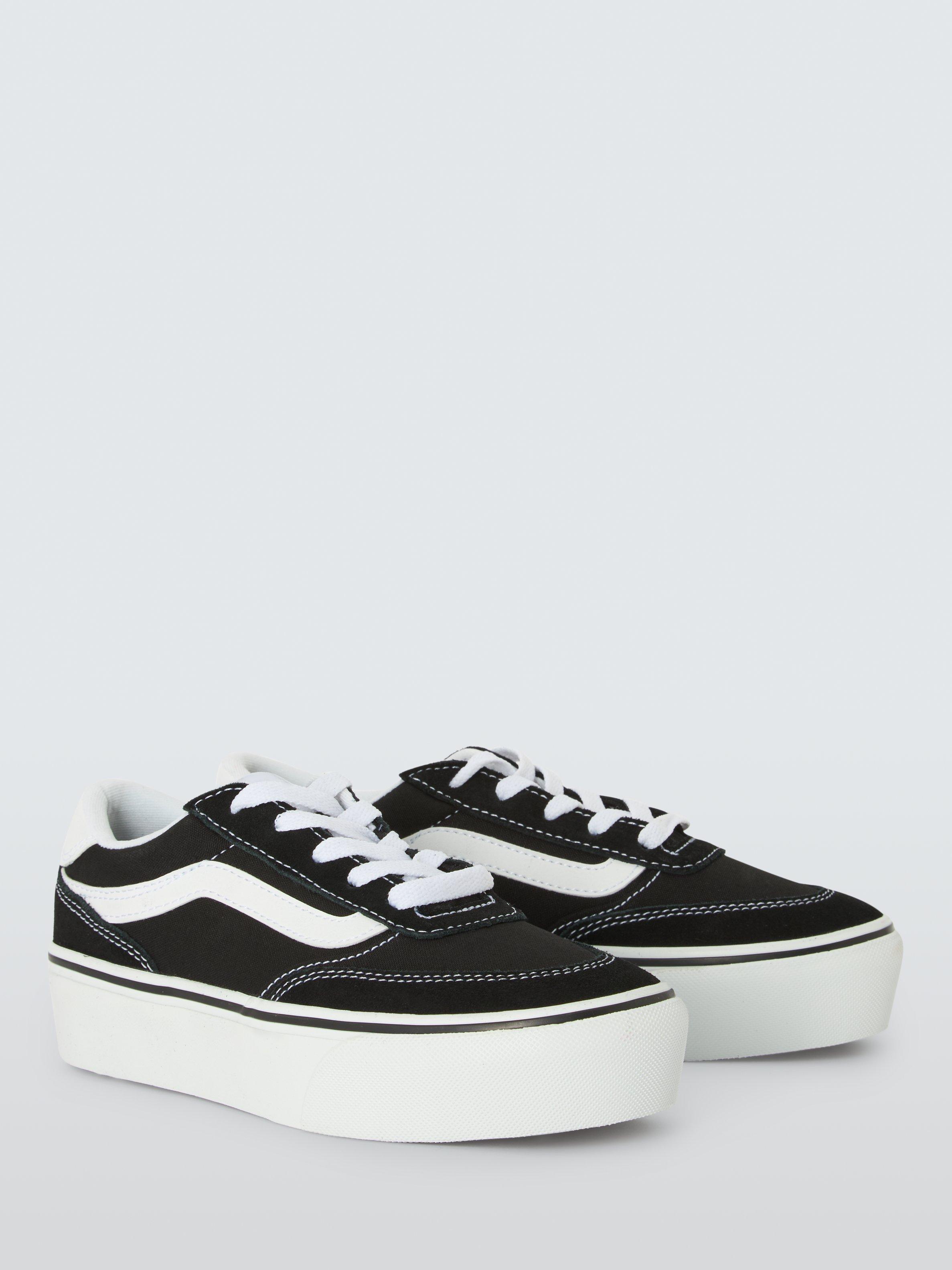 Product image 2 of 4, which shows Vans Kids' Brooklyn LS Platform Trainers, Black/White, 5