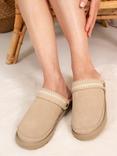 Pretty You London Hallie Sheepskin Mule Slippers, Beige