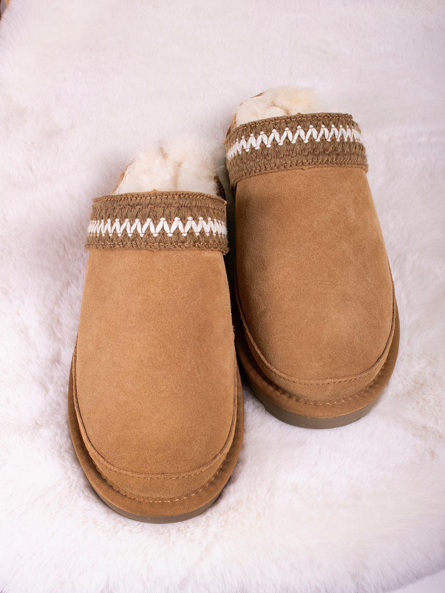 Product image 6 of 8, which shows Pretty You London Hallie Sheepskin Mule Slippers, Chestnut, 3-4