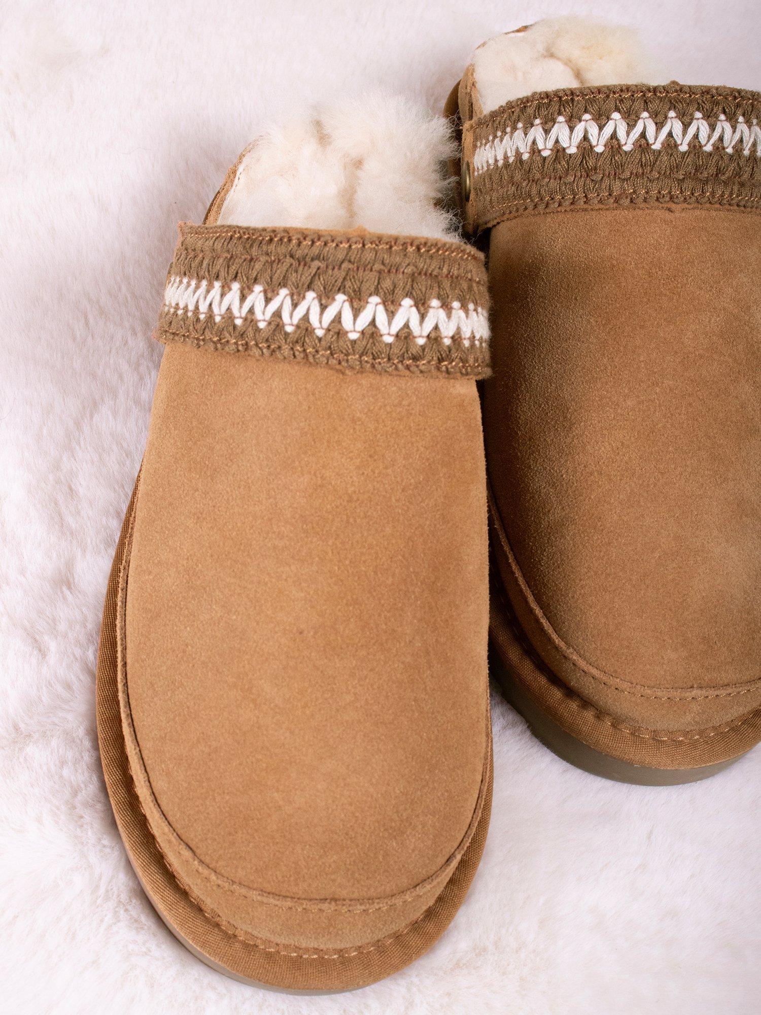 Product image 7 of 8, which shows Pretty You London Hallie Sheepskin Mule Slippers, Chestnut, 3-4