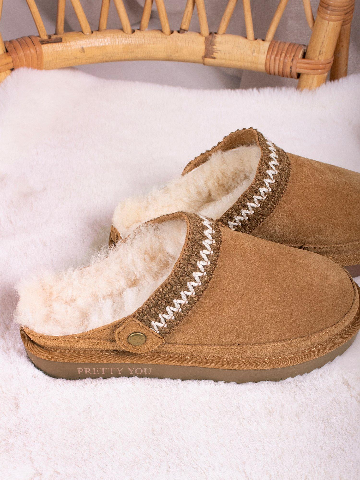 Product image 8 of 8, which shows Pretty You London Hallie Sheepskin Mule Slippers, Chestnut, 3-4