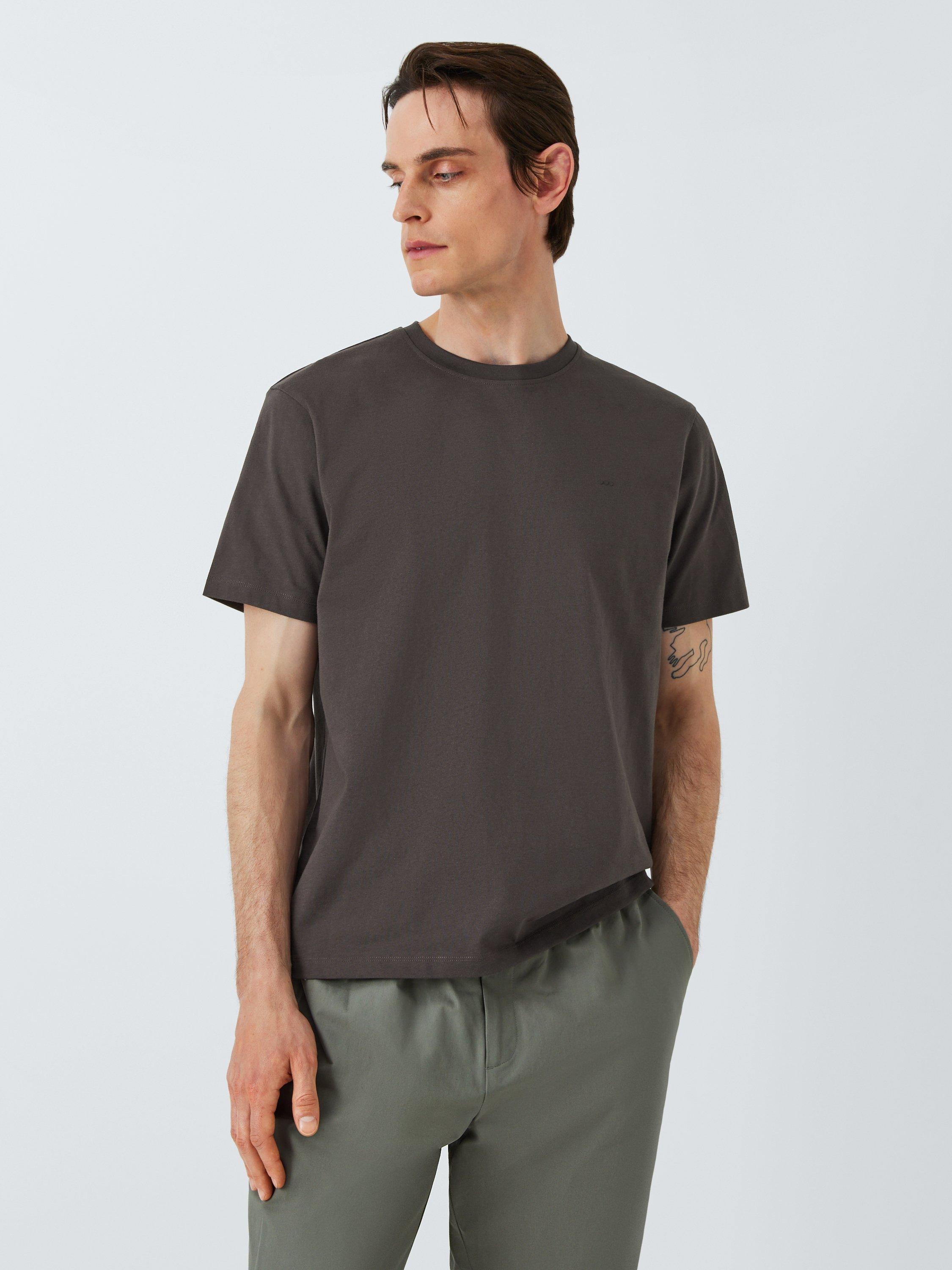 Product image 1 of 6, which shows Kin Logo Regular Fit Short Sleeve Cotton T-Shirt, Shale, S