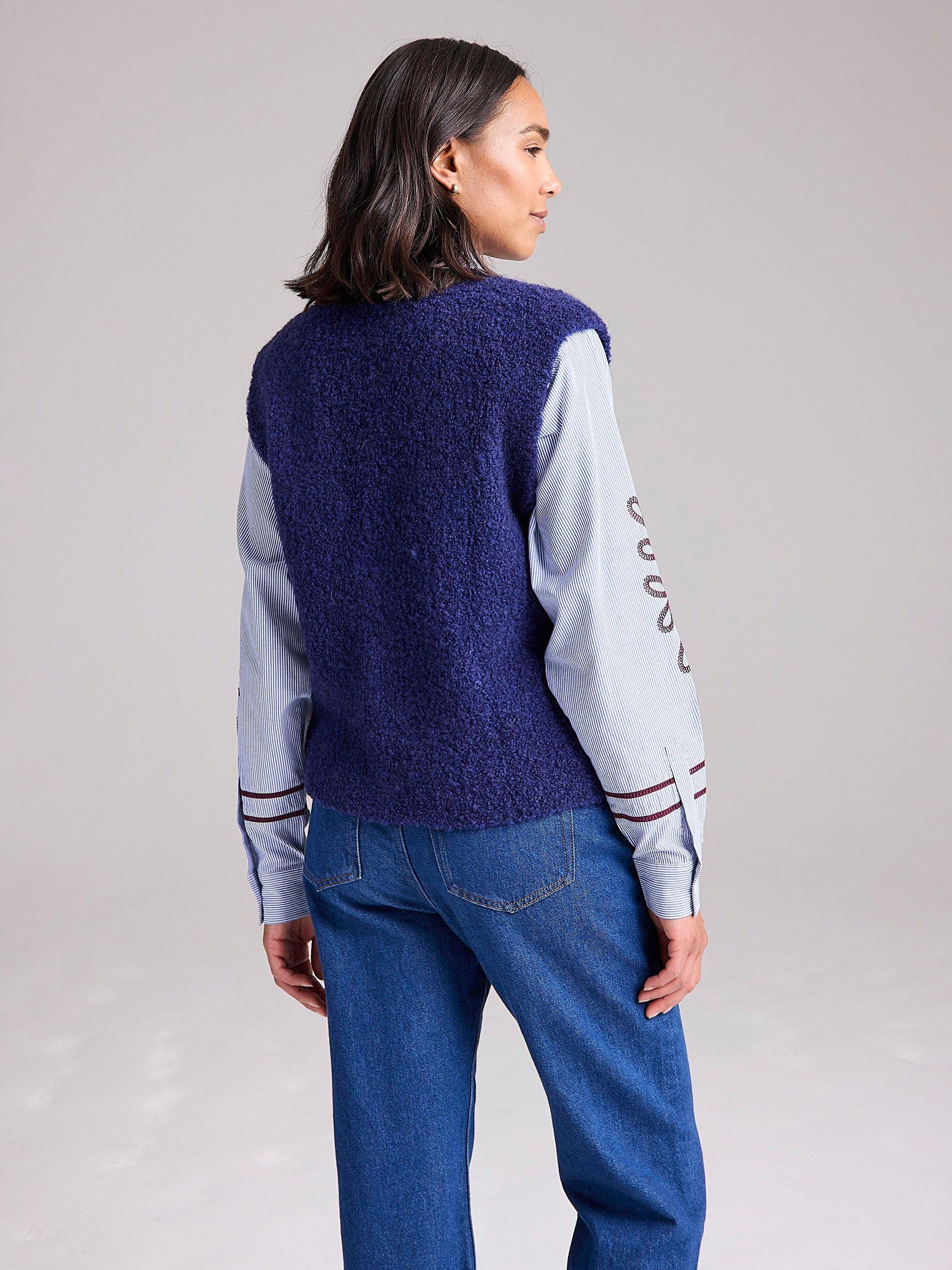 Cape Cove Boucle Wool Blend Waistcoat Navy