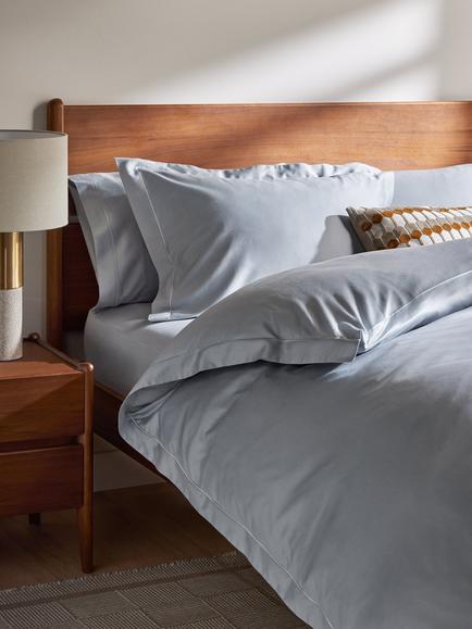 John Lewis Soft & Silky 400 Thread Count Egyptian Cotton Fitted Sheet, Ice Blue