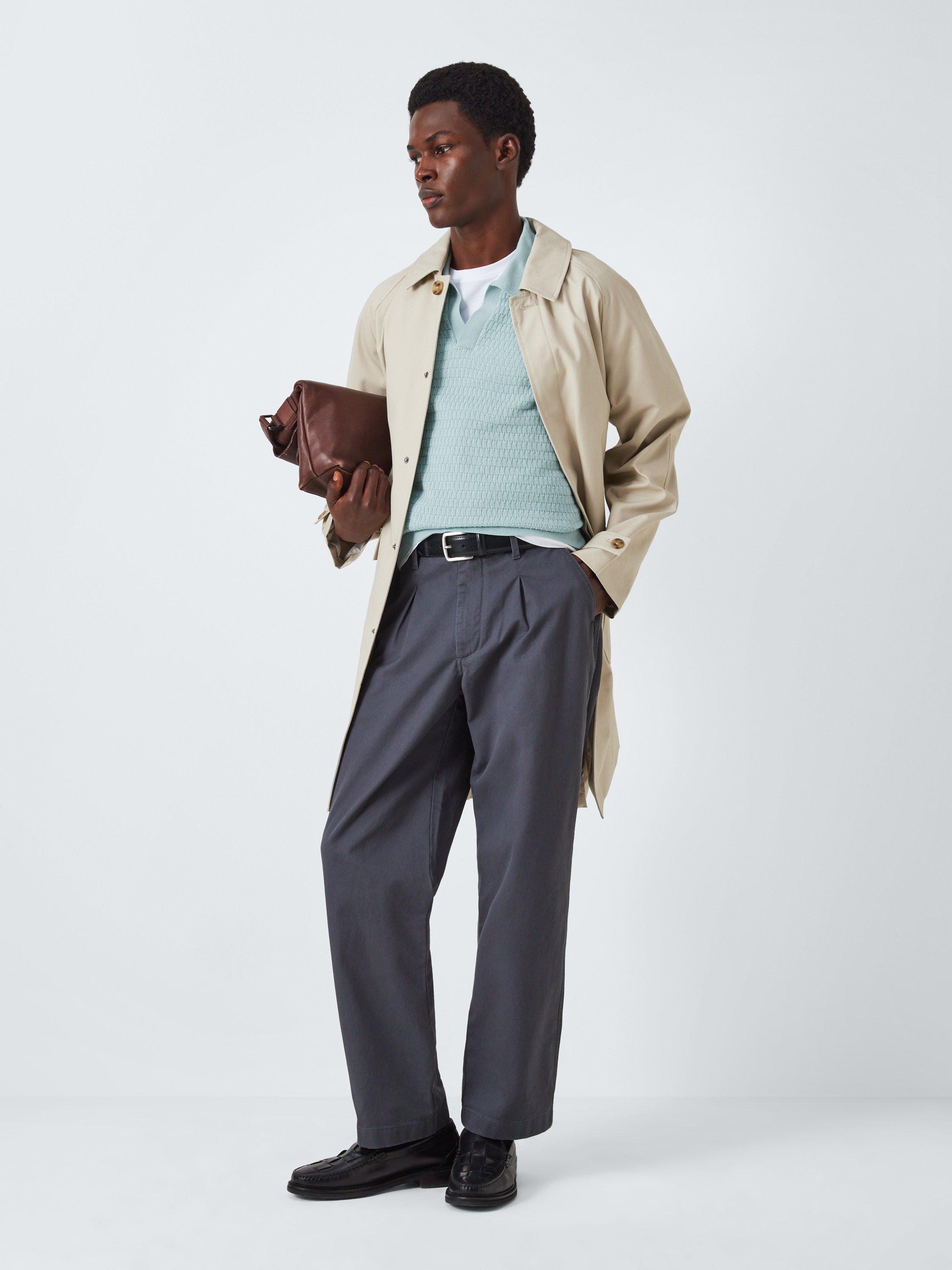 Product image 3 of 6, which shows John Lewis Short Sleeve Textured Cotton Knit Revere Collar Polo Shirt, Cloud Blue, M