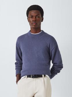 John Lewis Slub Cotton Knit Crew Neck Jumper, Crown Blue