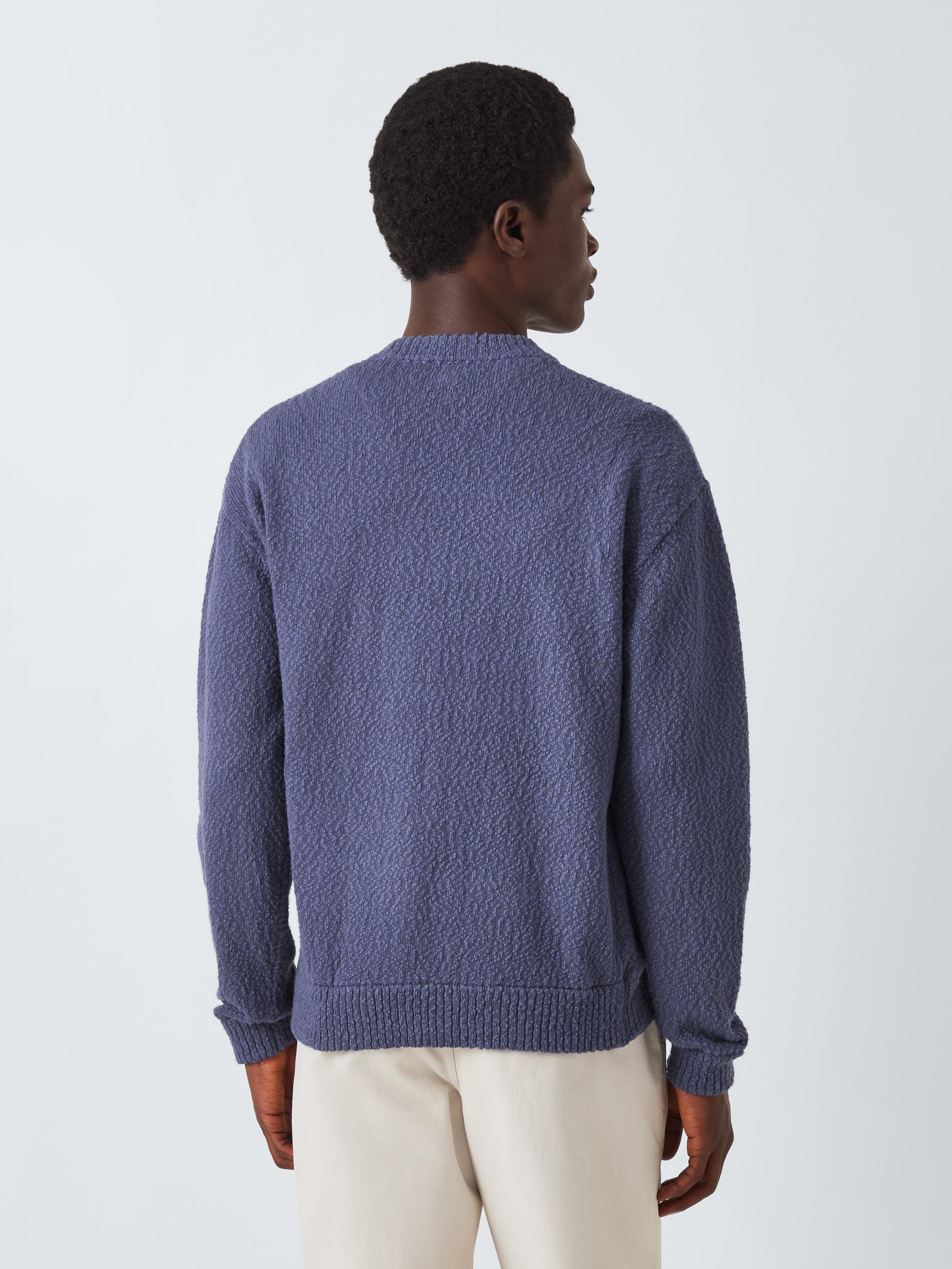 Product image 2 of 6, which shows John Lewis Slub Cotton Knit Crew Neck Jumper, Crown Blue, M