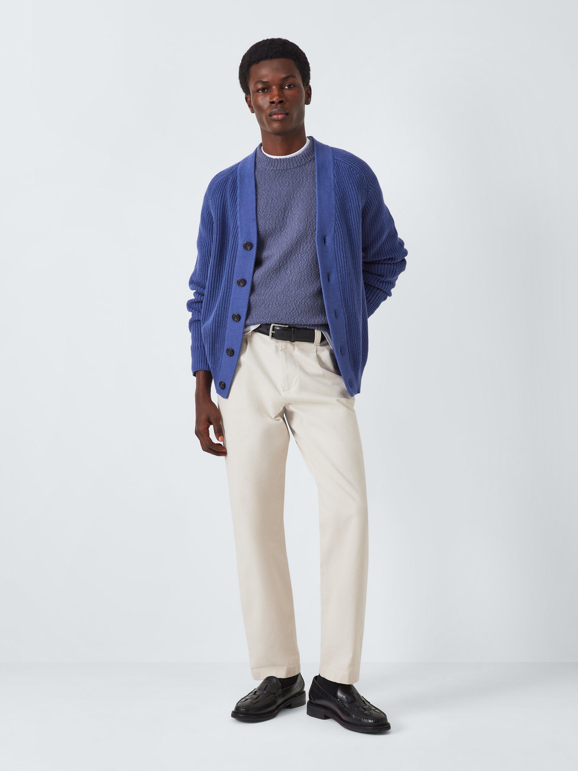 Product image 3 of 6, which shows John Lewis Slub Cotton Knit Crew Neck Jumper, Crown Blue, M