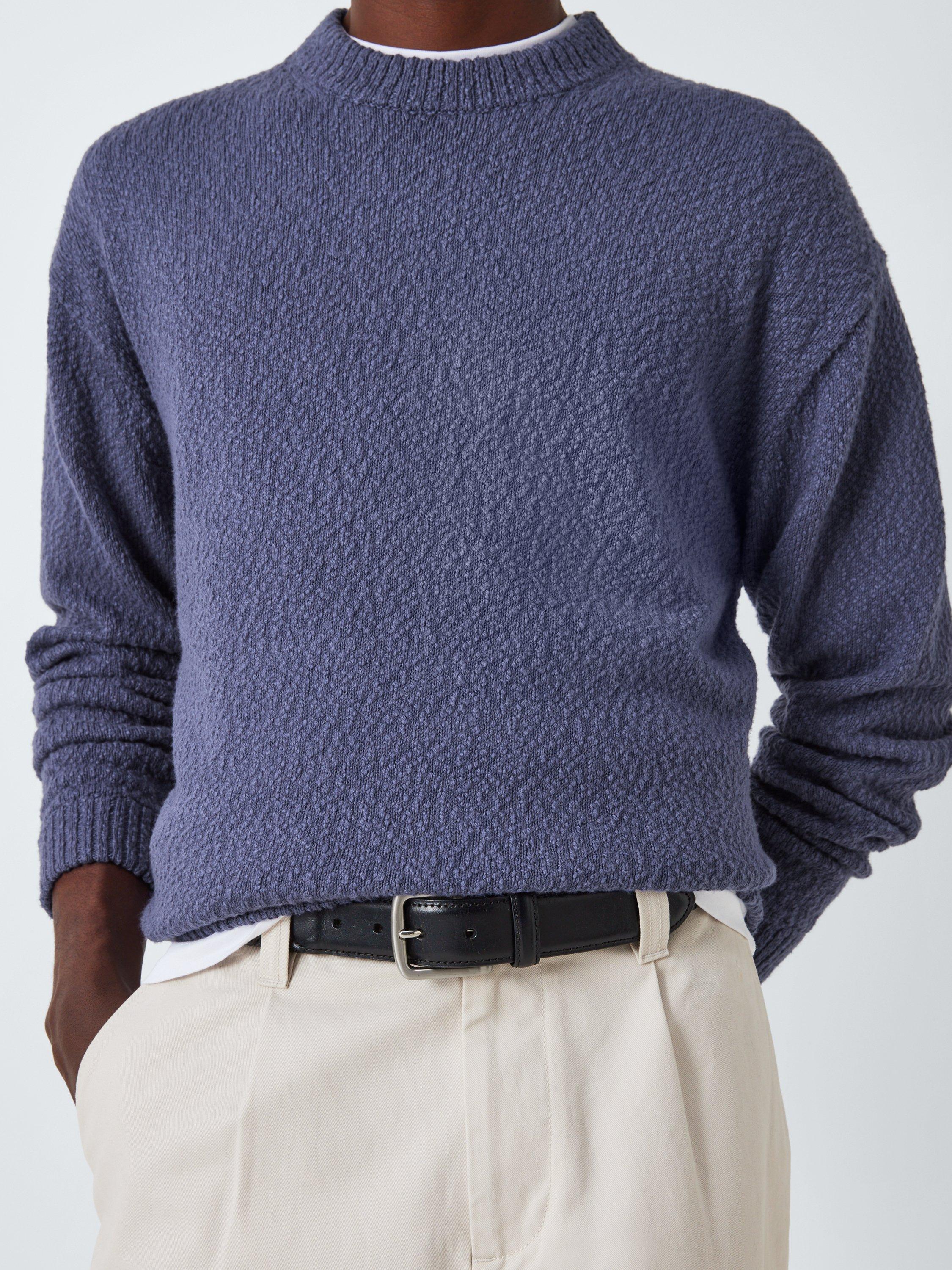 Product image 6 of 6, which shows John Lewis Slub Cotton Knit Crew Neck Jumper, Crown Blue, M