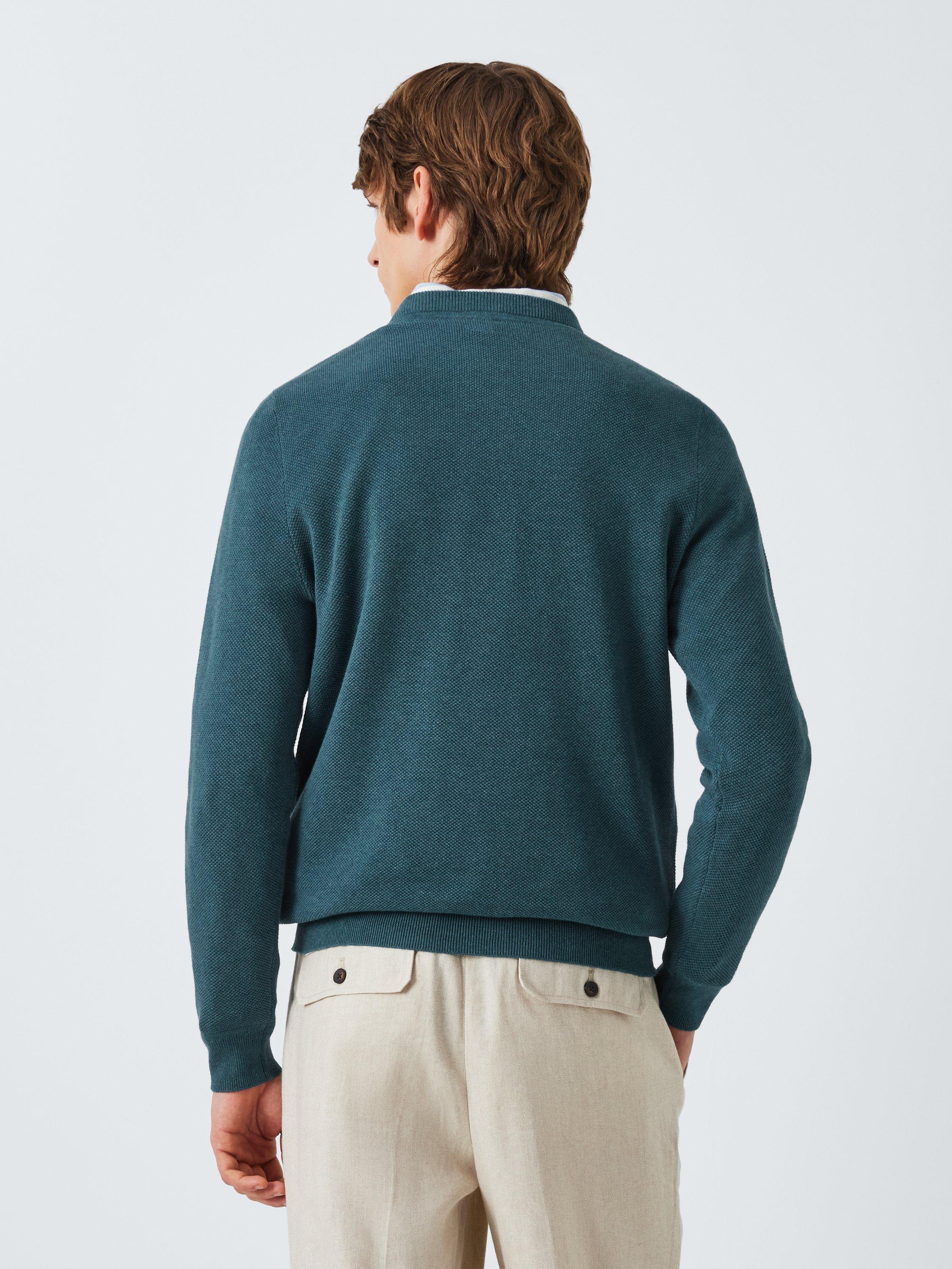 Product image 2 of 6, which shows John Lewis Seed Stitch Cotton Knit Crew Neck Jumper, Stargazer, S