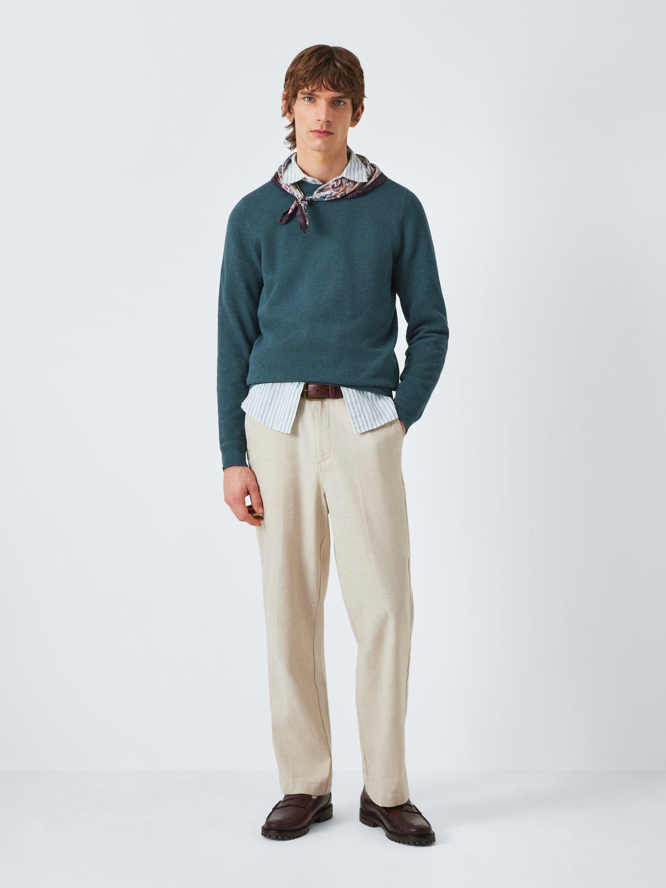 Product image 3 of 6, which shows John Lewis Seed Stitch Cotton Knit Crew Neck Jumper, Stargazer, S