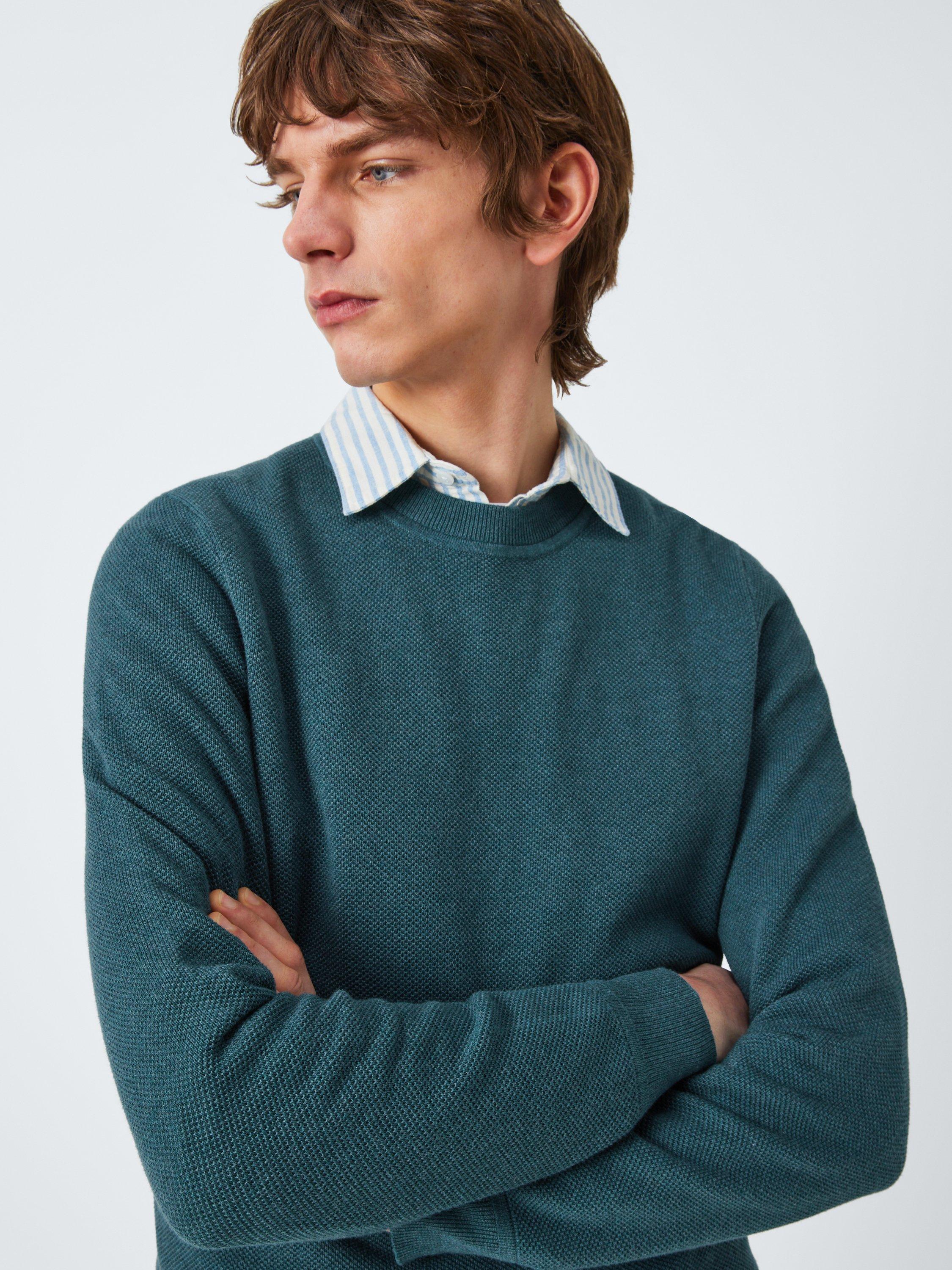 Product image 5 of 6, which shows John Lewis Seed Stitch Cotton Knit Crew Neck Jumper, Stargazer, S