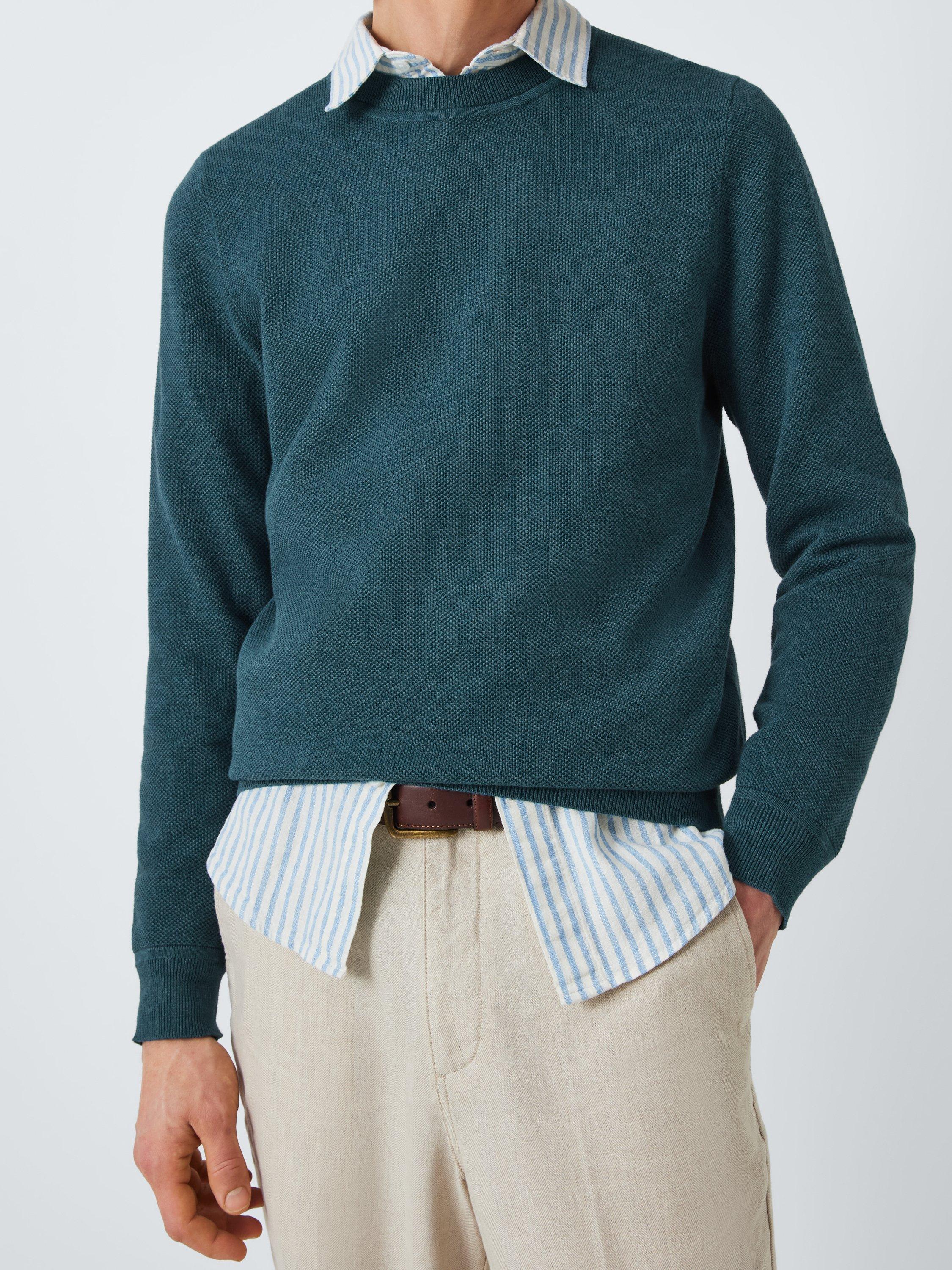 Product image 6 of 6, which shows John Lewis Seed Stitch Cotton Knit Crew Neck Jumper, Stargazer, S