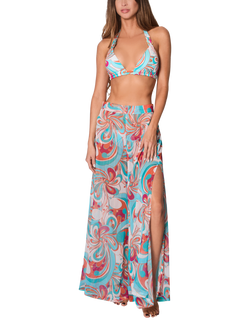 NAIA Beach South Beach Side Split Trousers, Blue/Multi, Dolce Vita