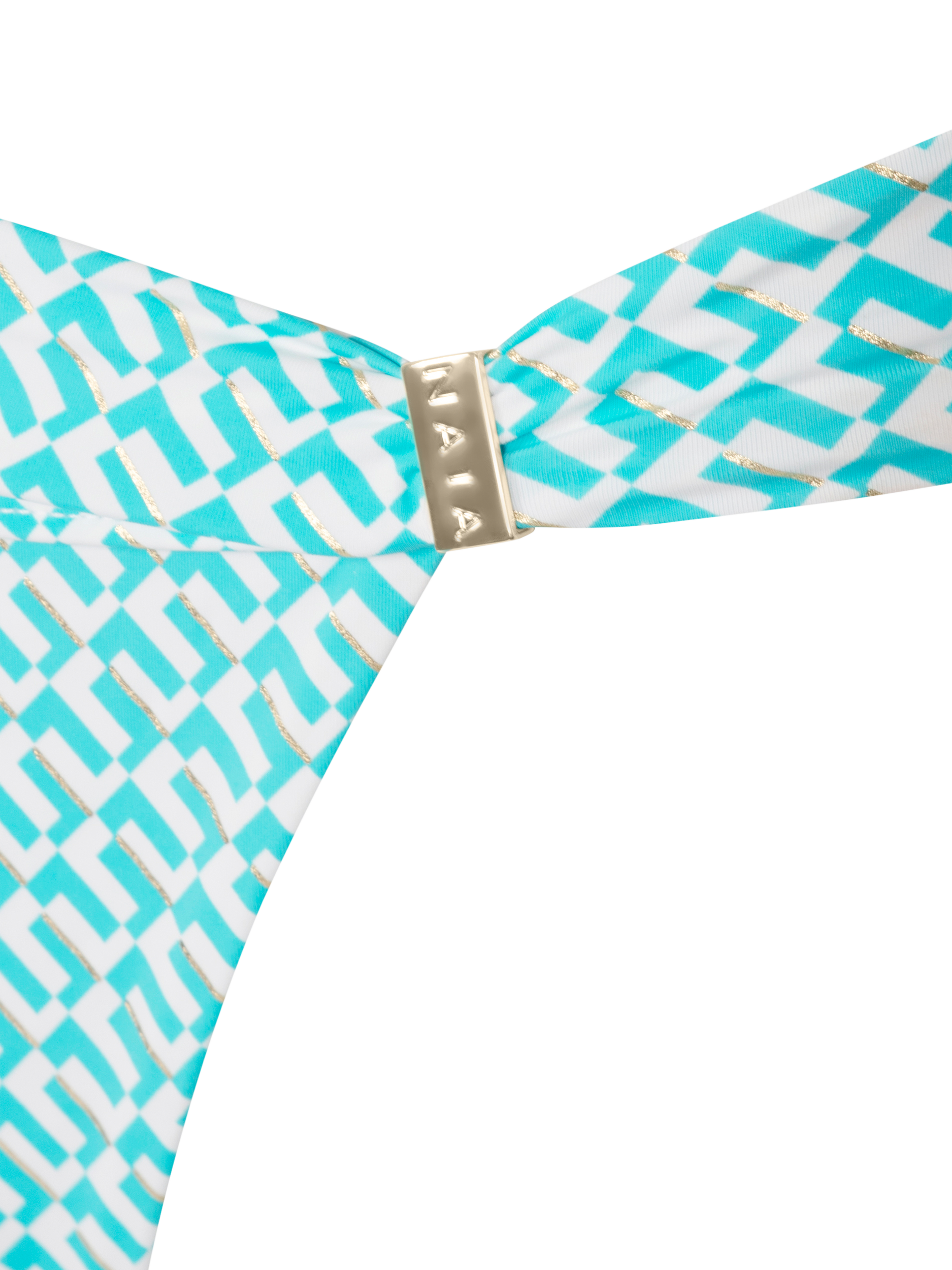 Product image 5 of 7, which shows NAIA Beach Maia Geo Print Bikini Bottoms, Aqua/Multi, 8