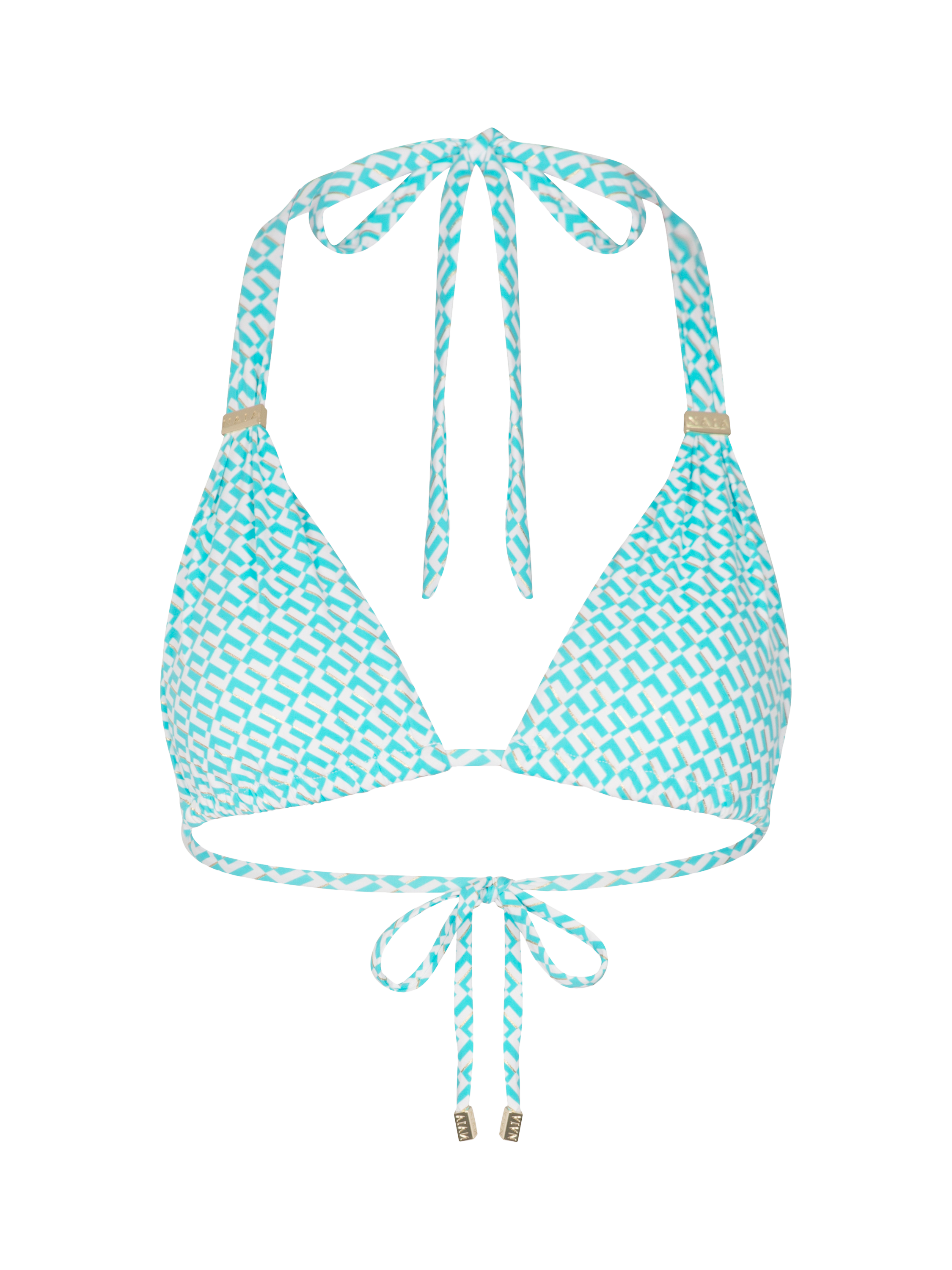 Product image 4 of 7, which shows NAIA Beach Maia Geo Print Bikini Top, Aqua/Multi, 8