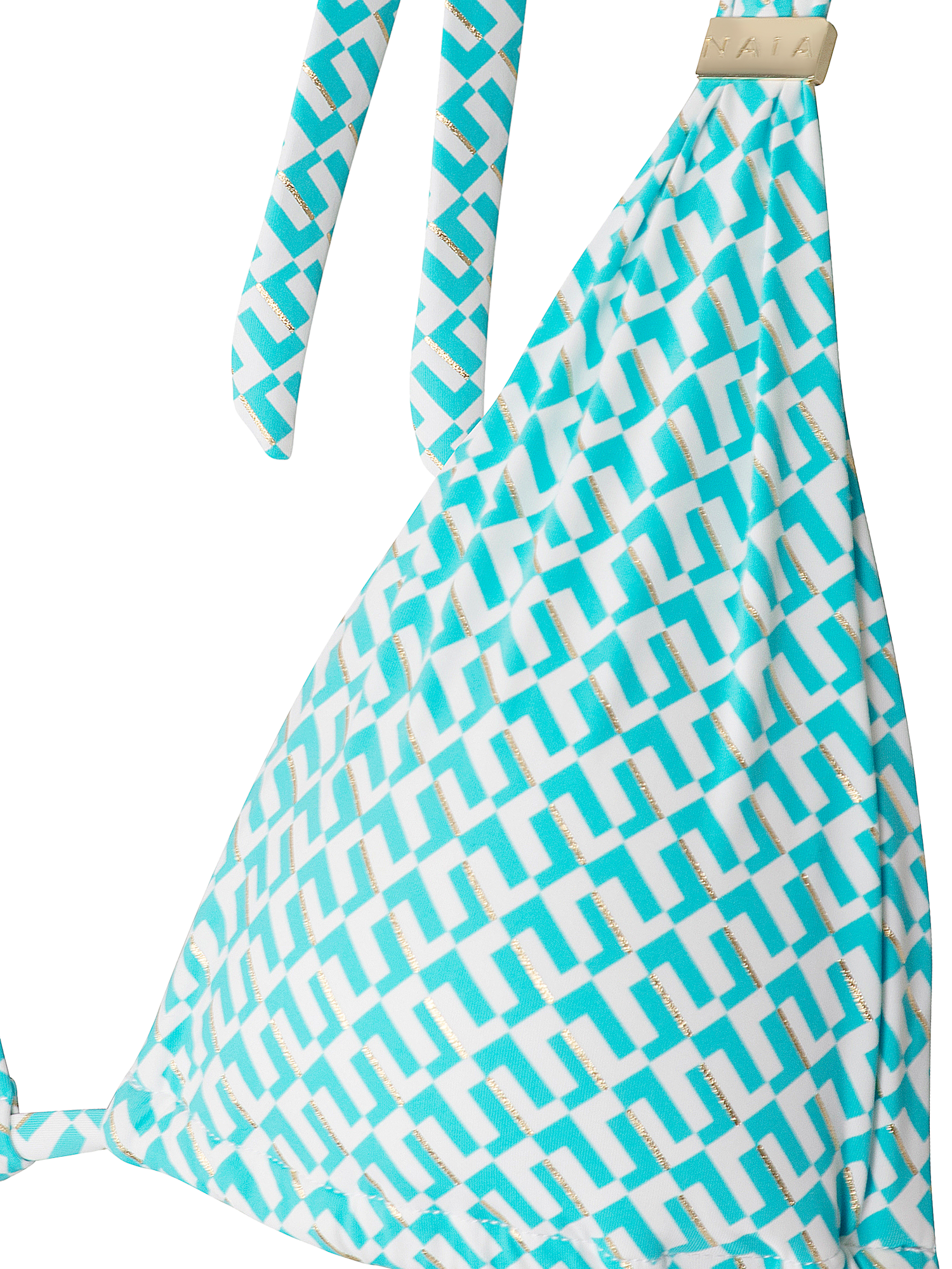 Product image 5 of 7, which shows NAIA Beach Maia Geo Print Bikini Top, Aqua/Multi, 8