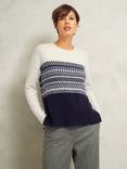 Hobbs Lorrie Wool Blend Jumper, Ivory/Navy