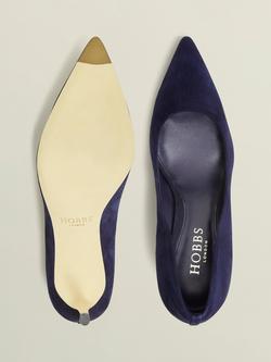 Hobbs Leila Suede Court Shoes, Midnight - view 2, Midnight