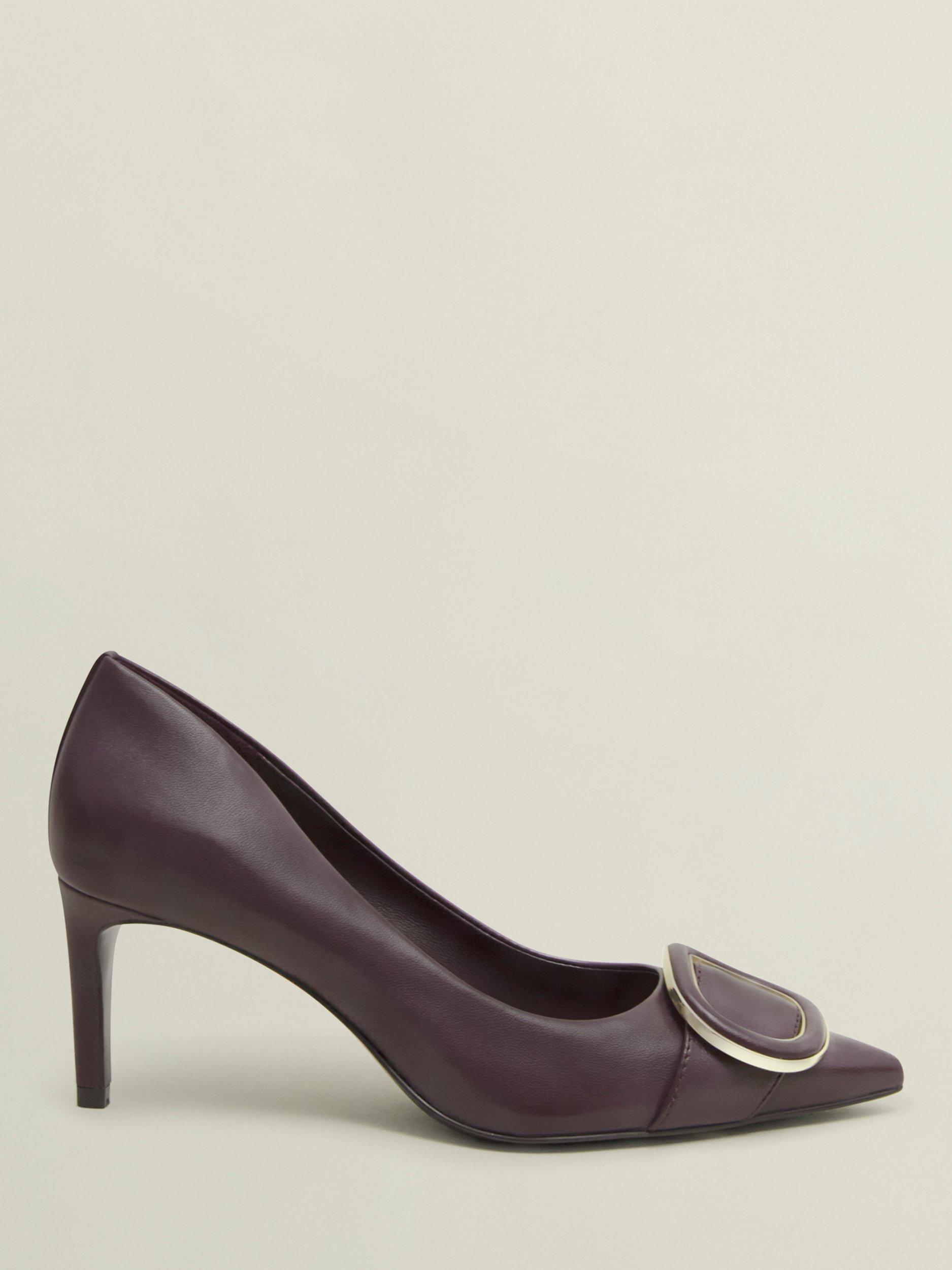 Hobbs Martie Leather Court Shoes, Malbec Purple